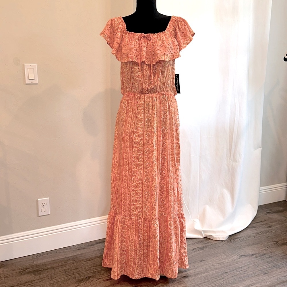 NWT Boho Open Back Off High Low Maxi Dress